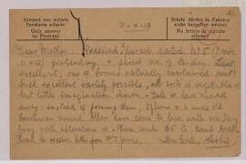 Postcard from Ifor to his mother,