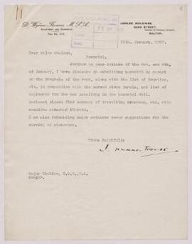 Letter from D. Wynne-Thomas, Architect, to Major Wheldon,