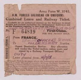‘H.M. Forces Overseas (in Uniform) Combined Leave and Railway Tickets’,