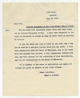 Letter sent 22 May 1917,
