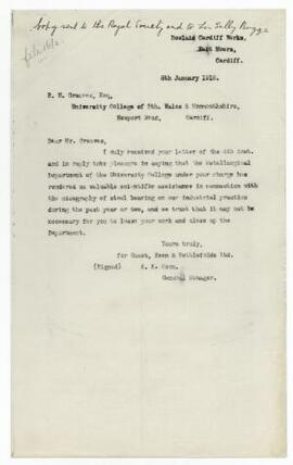 Letter sent 6 Jan 1916,