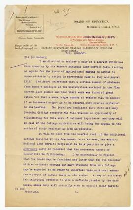 Letter sent 30 Nov 1917,