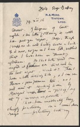 Letter sent 19 Dec 1916,