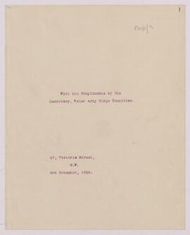 'A Report by the Secretary, Welsh Army Corps, Dealing with a visit to the Front, Feb. 4th to Feb....