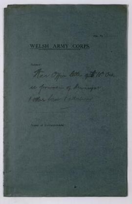 Copies of War Office letter, 10th Oct. 1914, re appointment of officers in local battalions, and ...