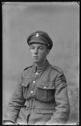 [A private in the Royal Welsh Fusiliers wearing a 38th Division patch]