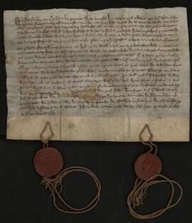 Another copy of No. 204 (dated 18 Feb. 1329) under the seals of the Lord William and Lady Alianor...