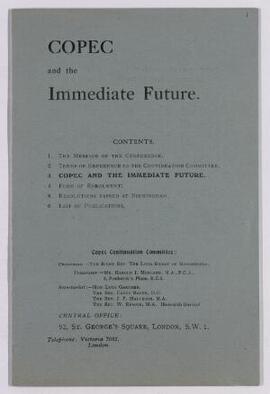 Copec: conference report 1924, circulars, and Copec News, November 1924; an invitation to Cynhadl...