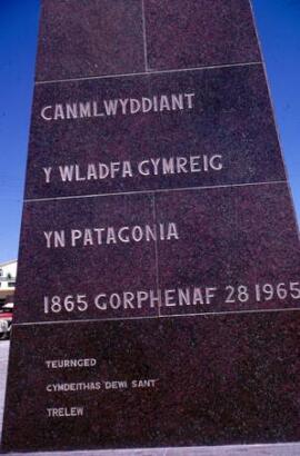 [Welsh inscription, monument to Welsh settlers, Trelew].
