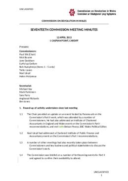 Minutes of the Seventeenth Meeting of the Commission