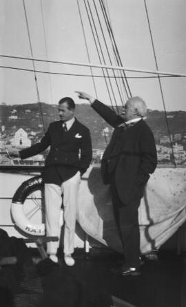 [David Lloyd George and Thomas Carey-Evans aboard "Sabrina"]