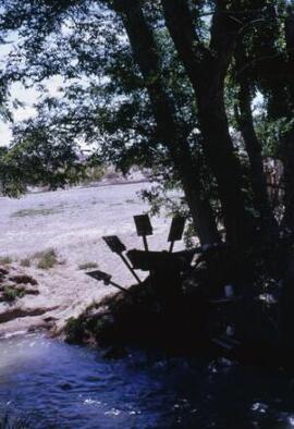 [Irrigation ditch & water-wheel, Dolavon]