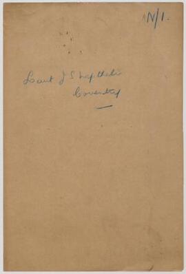 Lieut. J. S. Napthali, Coventry, June-July 1916, relating to the cash book of the 13th Battalion ...