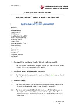 Minutes of the twenty-second meeting of the Commissions