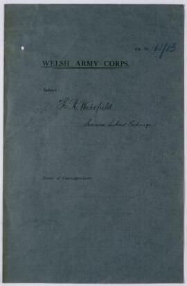 H. R. Wakefield, Swansea Labour Exchange, Sept., Nov,
