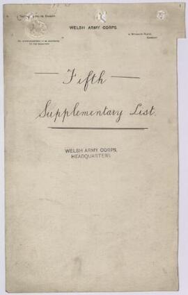 Fifth Supplementary List, 21 Jan. 1915 (3 copies). 1915,