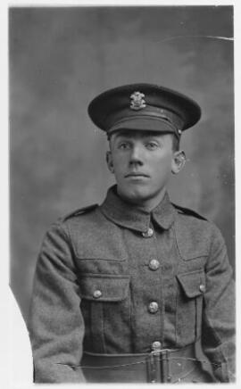 [Half-length portrait of a soldier in the Welsh Regiment]