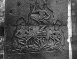 [Three apsaras carved on a pillar, Angkor Wat]