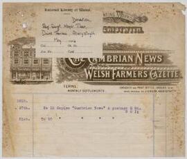 Receipts and invoices of purchases made in Aberystwyth,