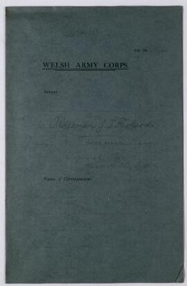 File of correspondence, Nov. 1914-Dec. 1915, of Alderman J. T. Richards, Lord Mayor of Cardiff, i...