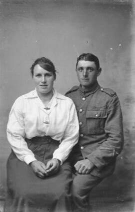[A private in the Welsh Regiment with his wife]
