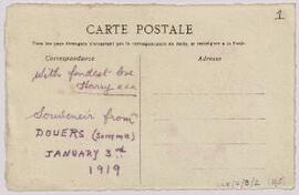 Three postcards sent by Harry Williams to family during the war, et al.,