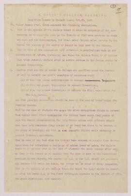 Resolution passed by College Board, Oct. 21, 1918 (concessions to servicemen),